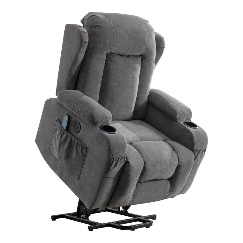 Power Lift Recliners for Elderly with Heat and Massage Recliner Chair with Infinite Position and Side Pocket,USB Charge Port
