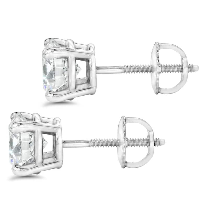 Pompeii3 14k White Gold 2 1/2 Ct TDW Diamond Screw Back Studs Clarity Enhanced (HI/SI)