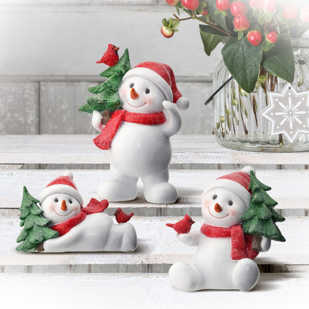 6" Resin Playful Snowman Set of 3