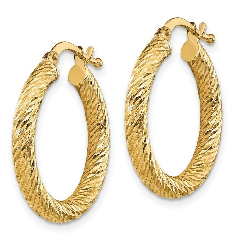 Curata 14k Yellow Gold Sparkle Cut Round Hoop Earrings - 22.5x21.5mm