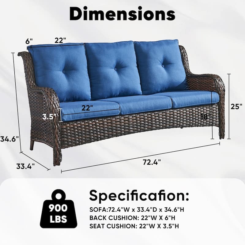 Gymojoy Outdoor Wicker Sofa Patio Rattan Wicker Furniture Cushion Sofa