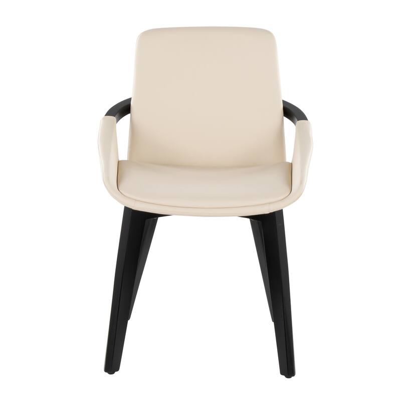 Porch & Den Pugo Contemporary Chair with Black Finish - Cream Faux Leather