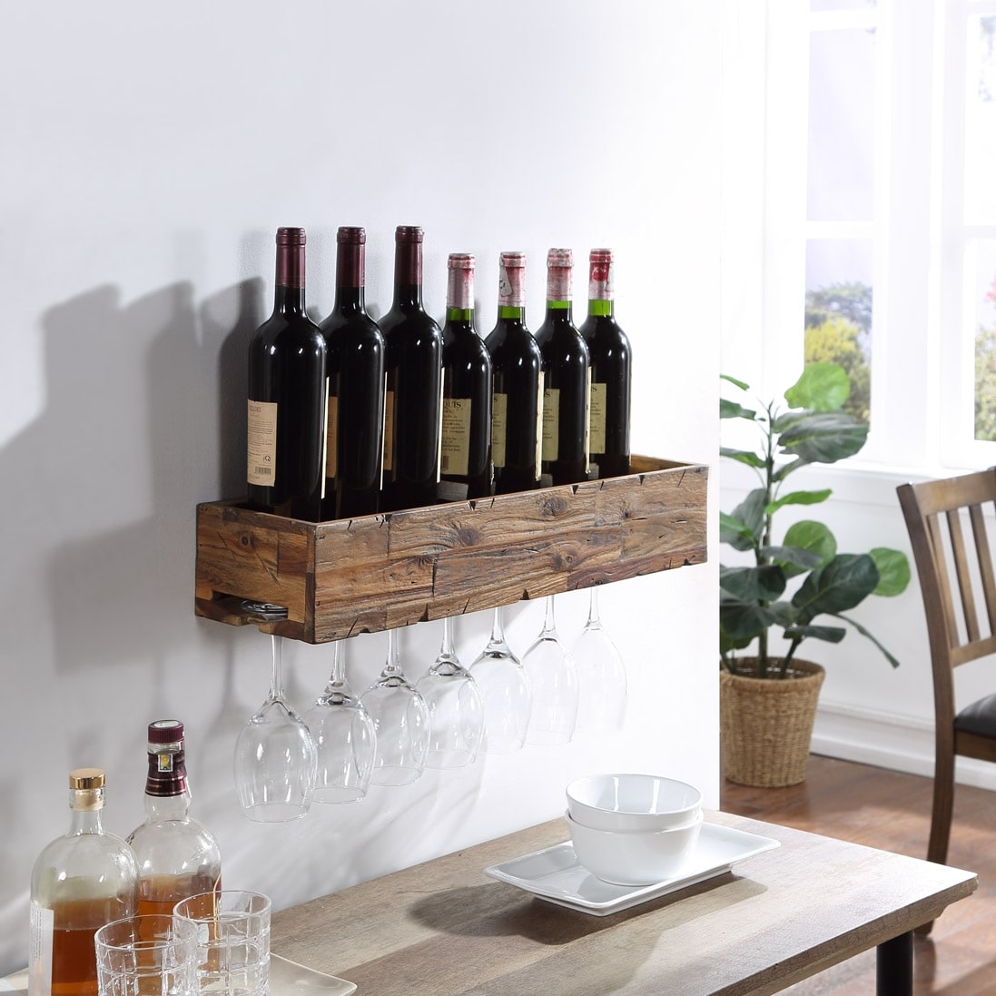 Floating wine store glass rack