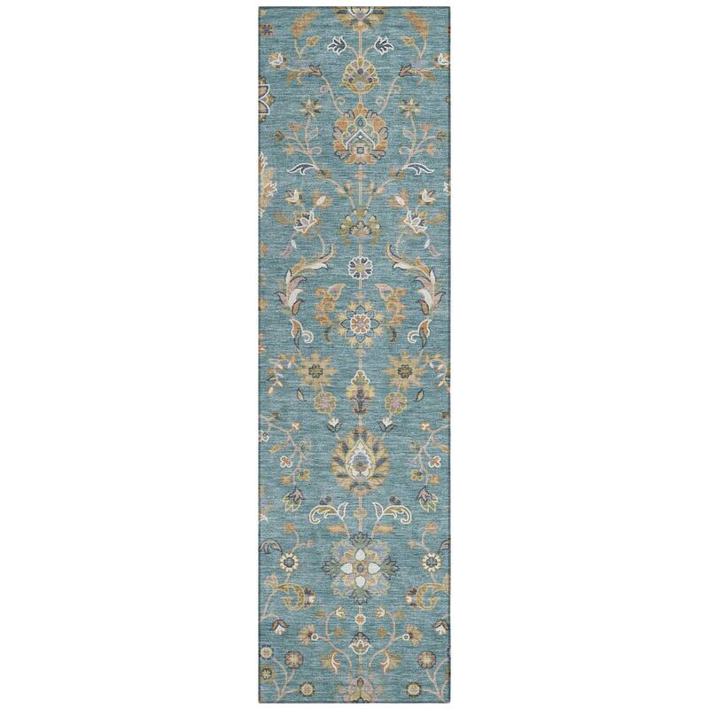 Machine Washable Indoor/ Outdoor Traditional Basalt Chantille Rug