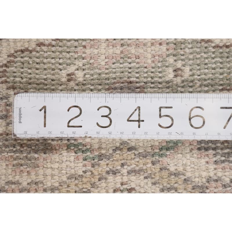 Green Oushak Indian Accent Rug Handmade Wool Carpet - 2'8"x 6'0"