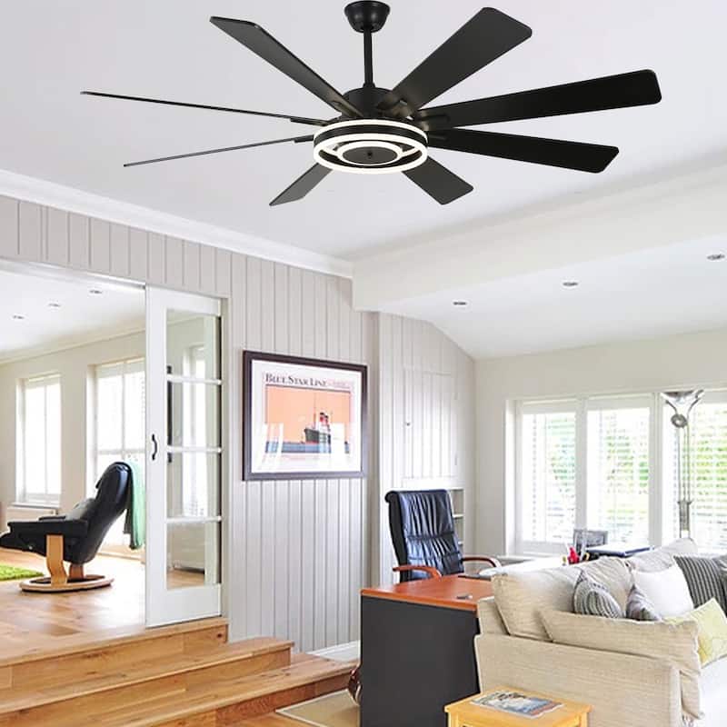 Bella Depot 72" Modern Large Ceiling Fan 6-speed Reversible with Dimmable Light and Remote for Family Room