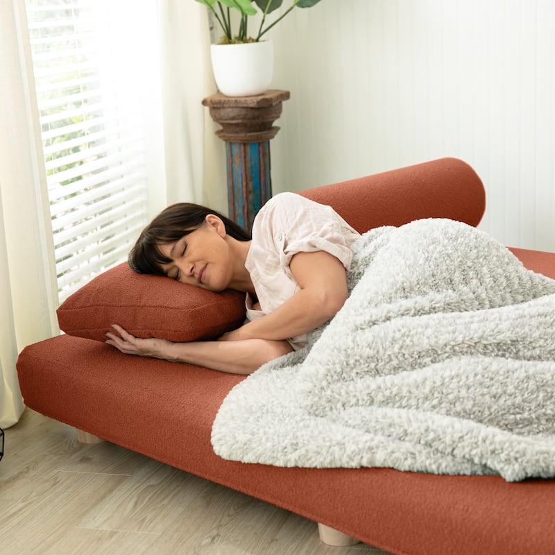 Jaxx Avida Daybed - Fold Out Queen Sleeper - Premium Boucle: Sleek and Modern Lounge for Relaxing and Overnight Guests