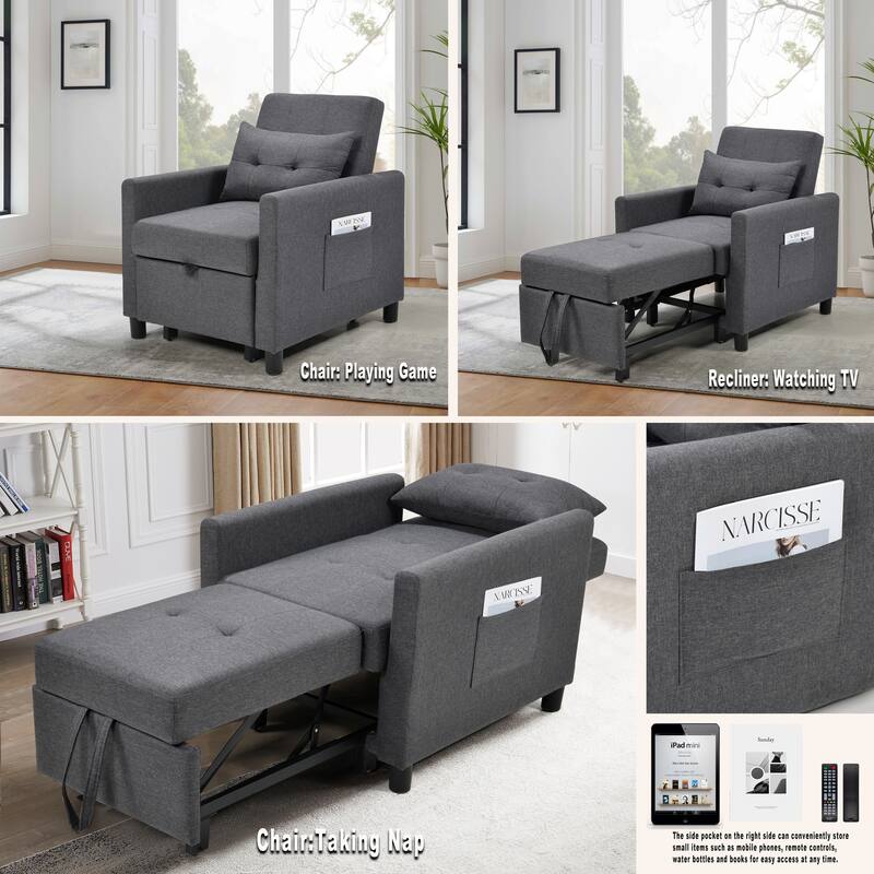 Single Sofa Bed with Pullout Sleeper with 1pc Lumbar pillow