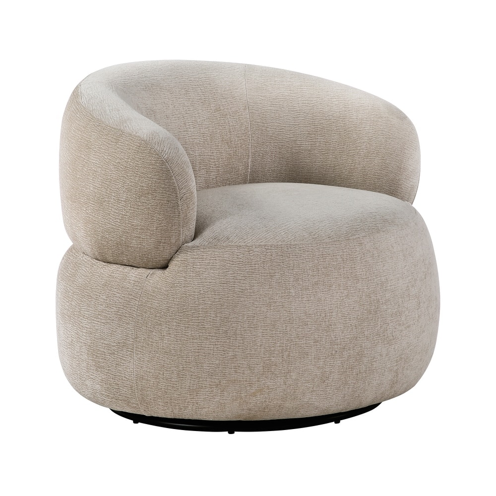 Fremont & Park Rhea 32" Dia Chenille Swivel Chair - 360-Degree Metal Swivel Base