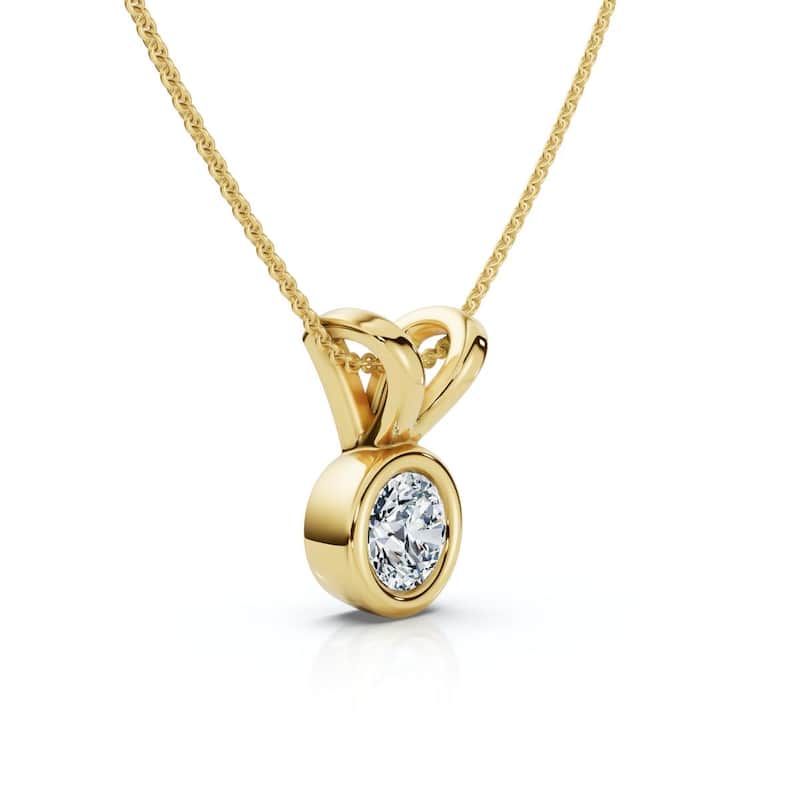 Bliss Diamond Dainty Stackable Solitaire Bezel Diamond Pendant Gold Lab Grown EF/VS - Yellow