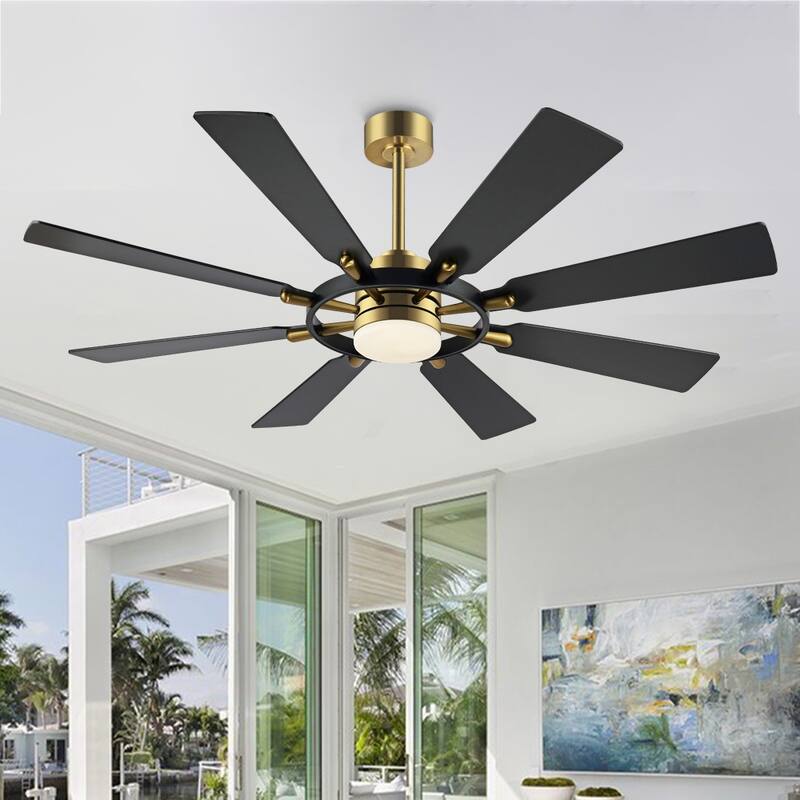 WINGBO 60-inch/72-inch 8-Blades Indoor DC Motor Ceiling Fan With LED Light and Remote Control