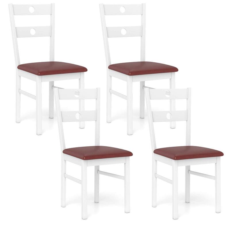 Costway Wood Dining Chairs Set of 2/4 with Rubber Wood Frame, Padded - See Details - White-4 PCS - Set of 4