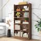 72-inch Bookcase, Modern 6-Tier White Bookshelf, Wood Display Shelf - Walnut Brown