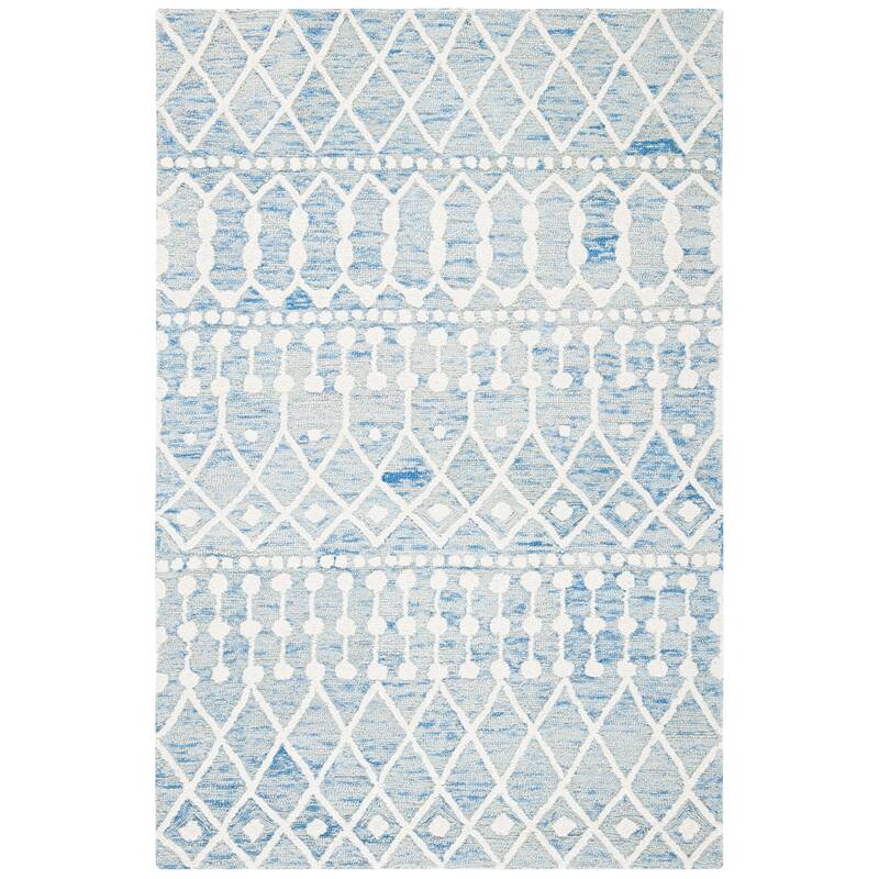 SAFAVIEH Handmade Blossom Orit Moroccan Wool Rug - 4' x 6' - Blue/Ivory