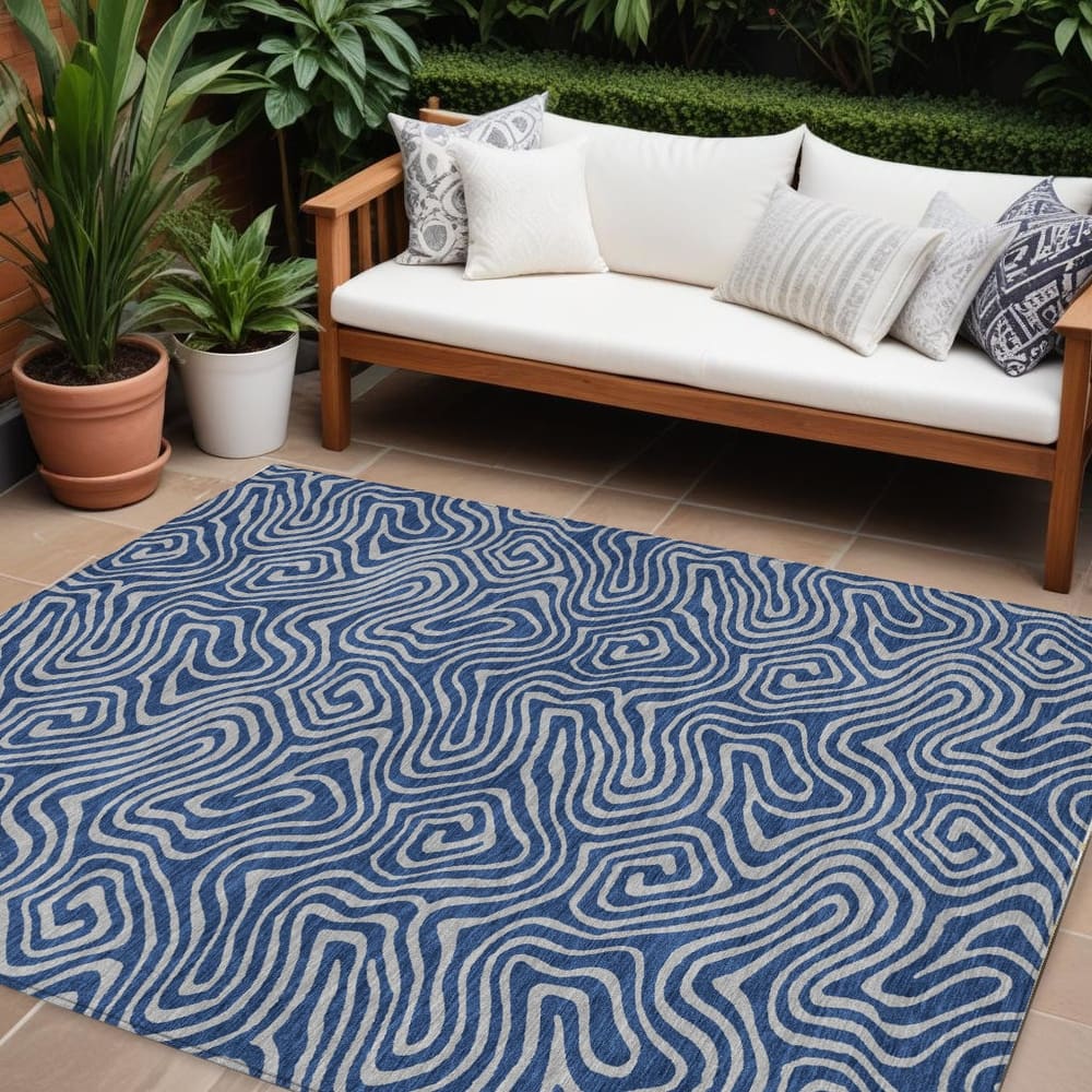 HomeRoots Abstract Transitional Rectangle Outdoor Rug