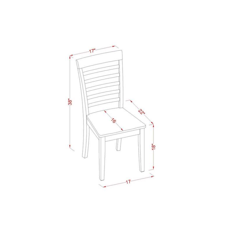 Kitchen Dinette Set - 5 Piece Table and Chair Set - Modern Design - Asian Hardwood