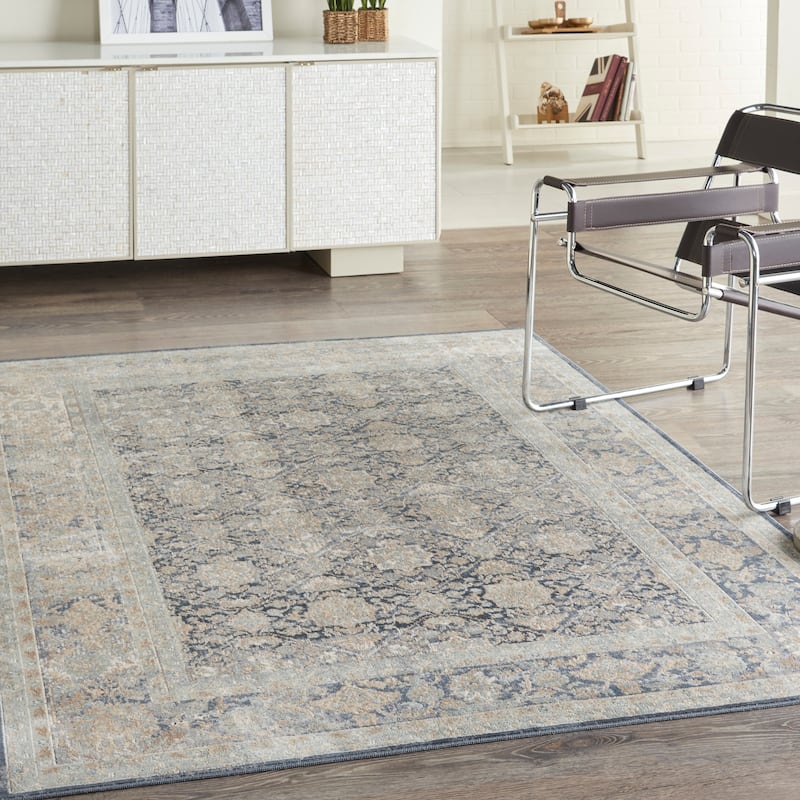 Malta Traditional Vintage Persian Medallion Area Rug - 3'11" x 5'7" - Navy - Rectangle