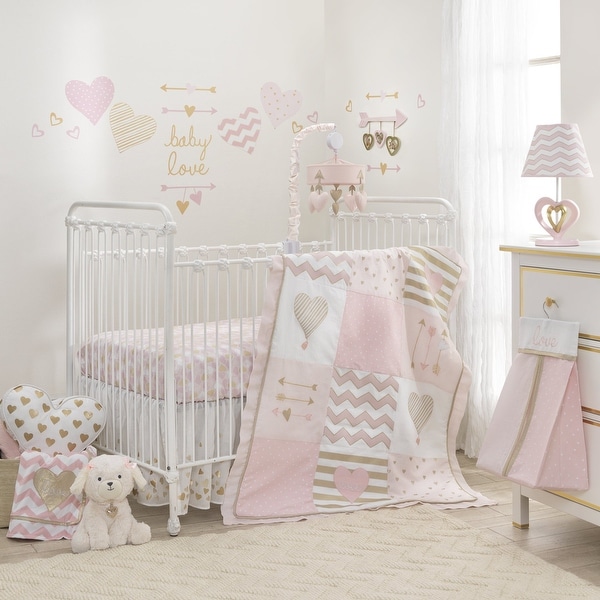 Shop Lambs & Ivy Baby Love Metallic Gold/Pink/White Hearts ...