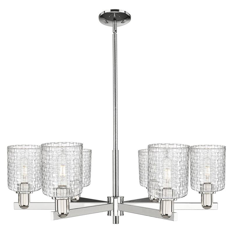 Innovations Lighting Endless Possibilities Arcadia - Cobbleskill - 6 Light 35" Basketweave Stem Hung Chandelier - Polished Nickel