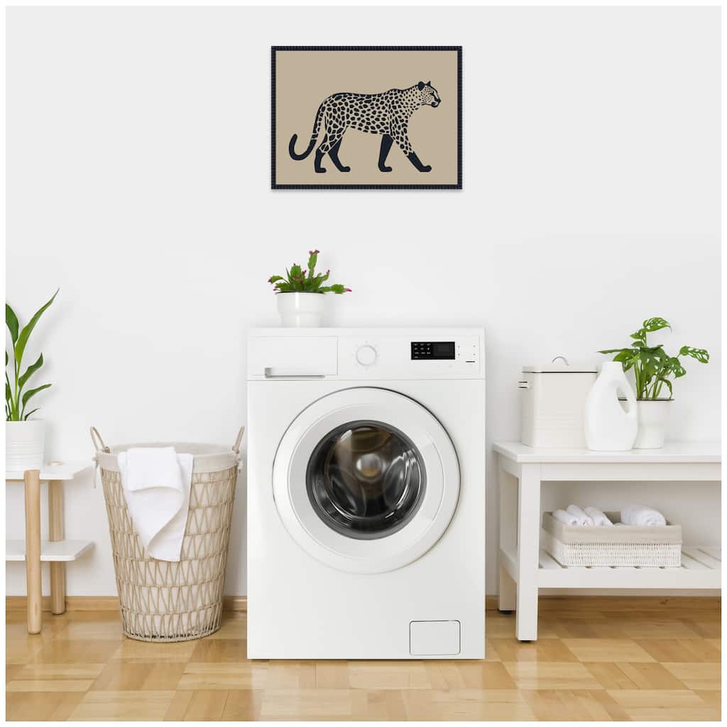 Kate and Laurel Modern Linocut Leopard 2 by The Creative Bunch Studio Framed Canvas Wall Art Print