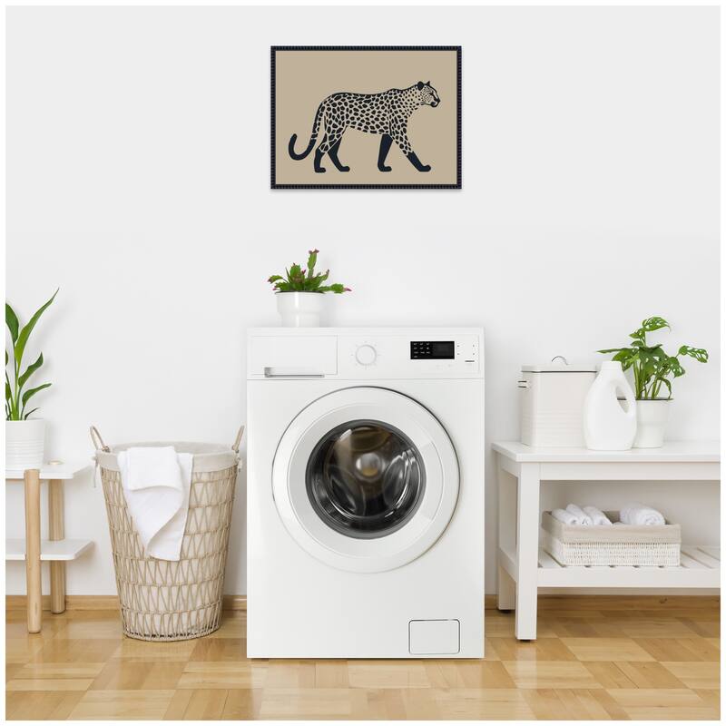 Kate and Laurel Modern Linocut Leopard 2 by The Creative Bunch Studio Framed Canvas Wall Art Print