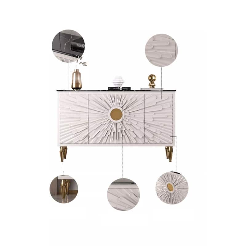 Modern 62.99'' Sideboard Decorative Cabine with Sintered Stone Top - 62.99"L x 15.75"D x 38 58"H