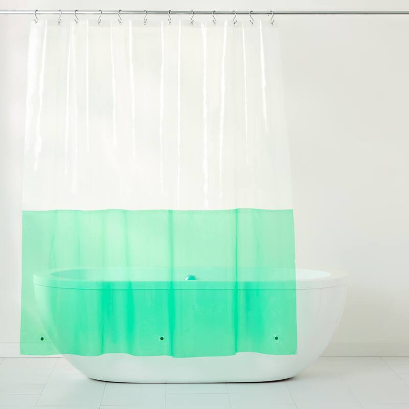 TOWN & COUNTRY PLAY Ciara Mod Colorblock PEVA Shower Curtain Liner - Clear/Green