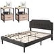 preview thumbnail 36 of 49, VECELO 3-Pieces Modern Upholstered Bed with Height Adjustable Headboard and Nightstands Sets