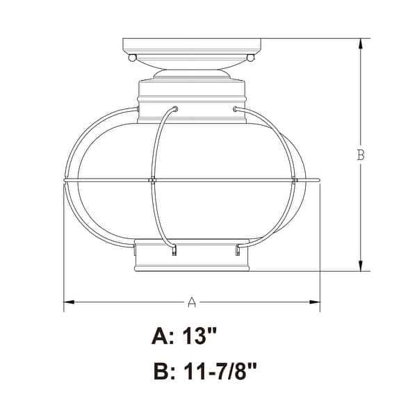 dimension image slide 1 of 2, Vaxcel Lighting Chatham 1 Light Semi-Flush Mount Outdoor Ceiling