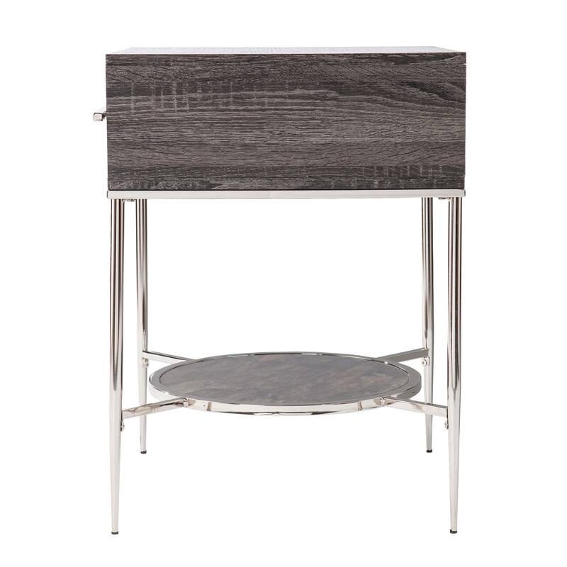SEI Furniture Waterson Transitional Black Wood Nightstand