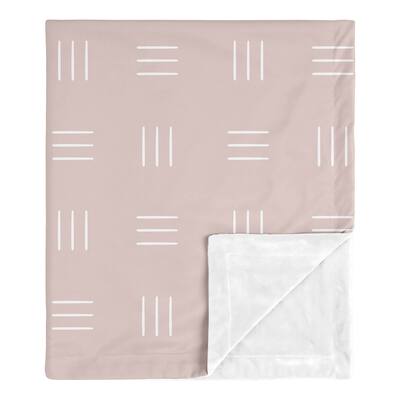 Mauve White Boho Mudcloth Baby Receiving Security Swaddle Blanket Pink Rose Bohemian Woodland Tribal Southwest Hatch Triple Line