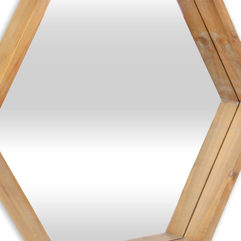 HomeRoots 21" Brown Hexagon Wood Framed Accent Mirror