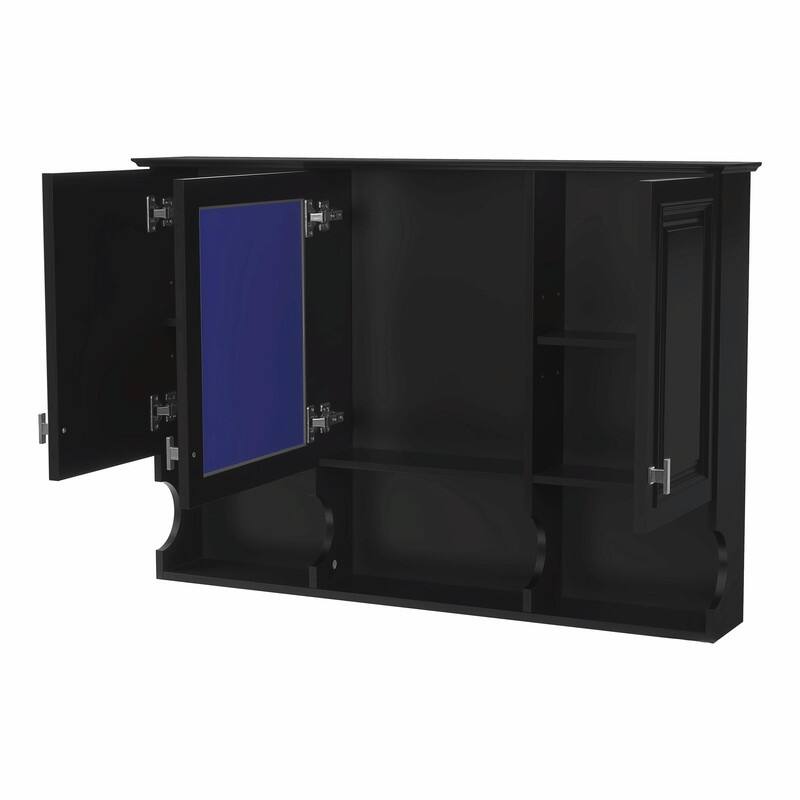 41-Inch Mirror Medicine Cabinet with Open Shelves, Wall-Mounted Storage with Doors & Mirror