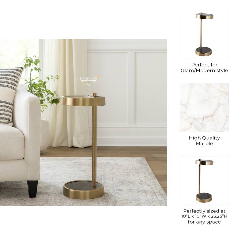 Stylish Accent Side Table with A Sleek Frame - 23.25", Black & Gold - 23.25"
