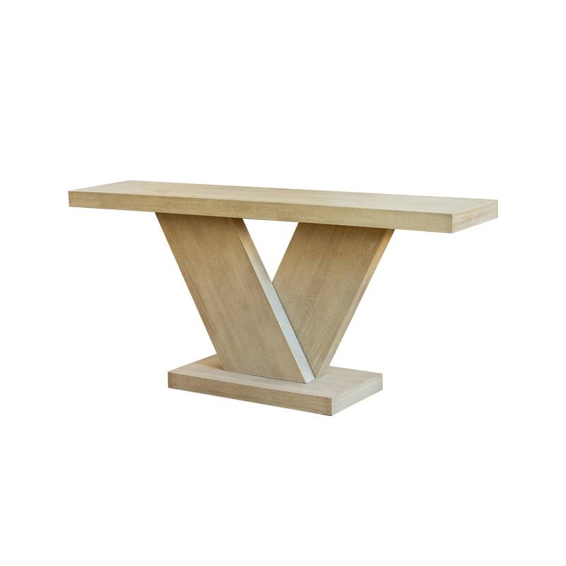 66" Modern X-Leg Console Table with Solid Wood Veneer