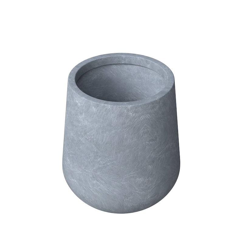 Orchid Round Decorative Fiberstone and MGO Clay Planter Pot With Drainage for Indoor Outdoor Home Office Yard Patio Porch Decor - 12" Height - Aged Concrete