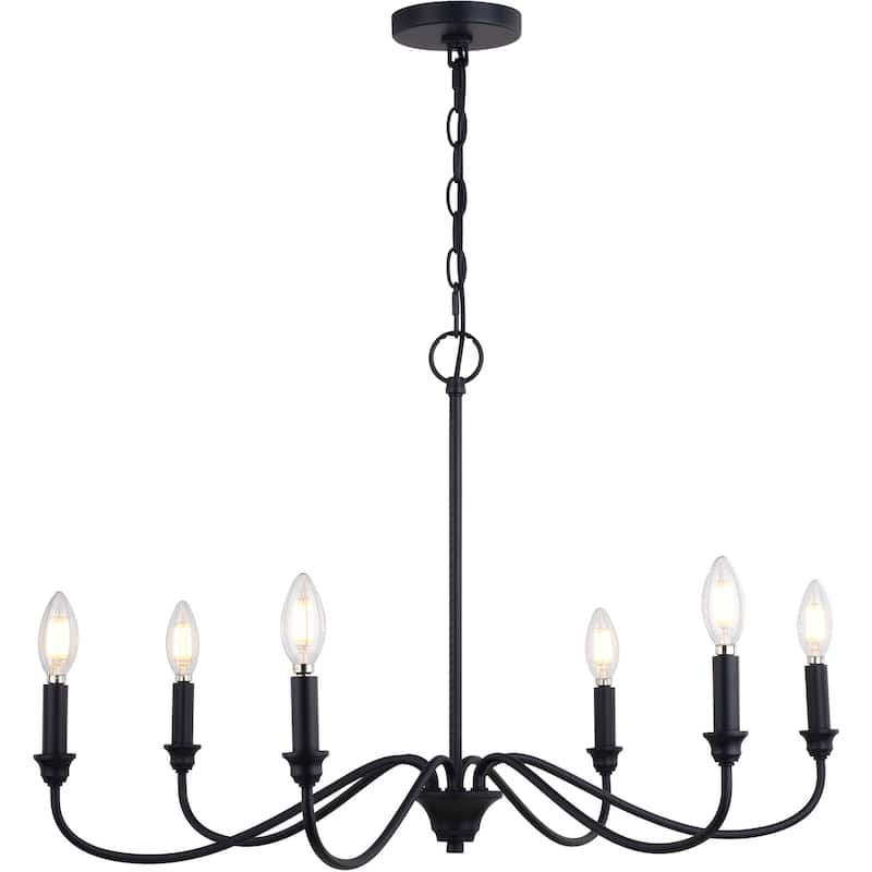 Vaxcel Lighting H0298 6 Light 30" Wide Candle Style Chandelier - Matte Black