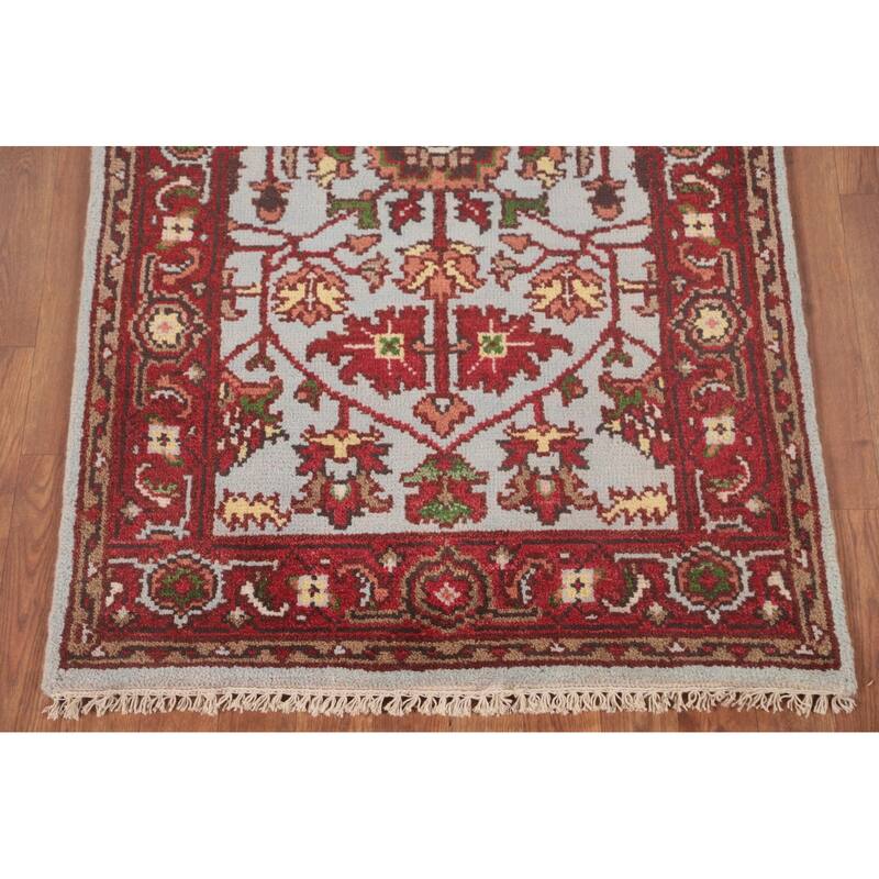 Light Blue Heriz-Serapi Accent Rug Hand-Knotted Oriental Wool Carpet - 2'11"x 4'11"