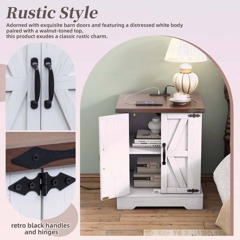 Versatile Nightstand with Charging Station for Bedroom and Living Room