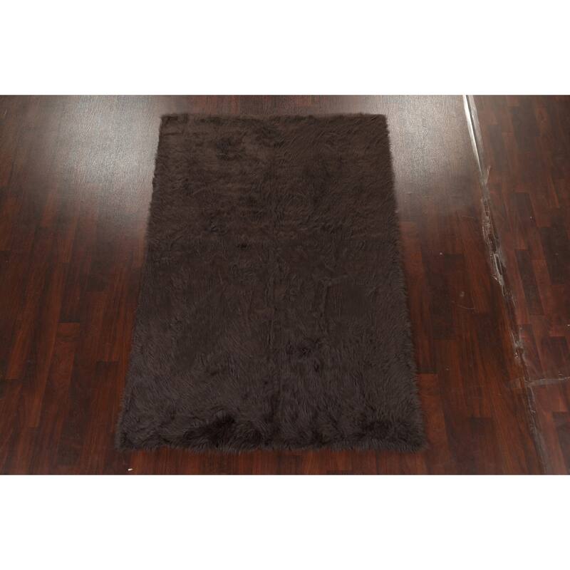 Contemporary Shaggy Oriental Area Rug Hand-tufted Foyer Carpet - 4'10" x 7'4"