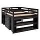 preview thumbnail 62 of 103, Modern Wooden Loft Bed with Retractable Writing Desk and 3 Drawers, Storage Stairs and Shelves