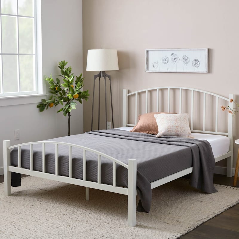 Brookside Tiffany Metal Platform Bed with Arching Headboard - White - King