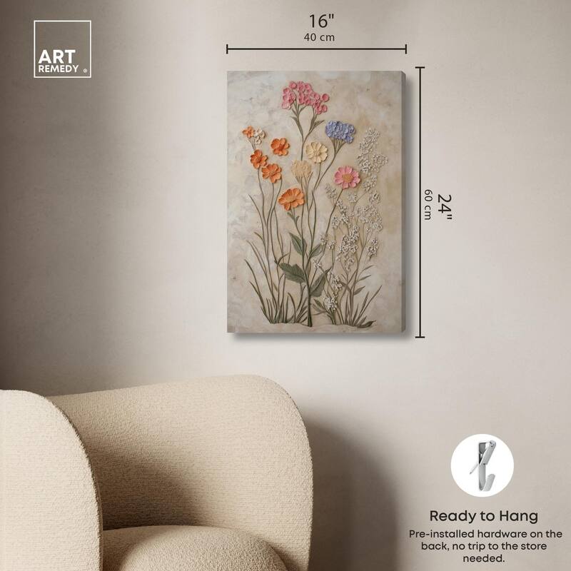 Sculpted Flora Frieze IV Canvas by Art Remedy, Gallery Wrapped