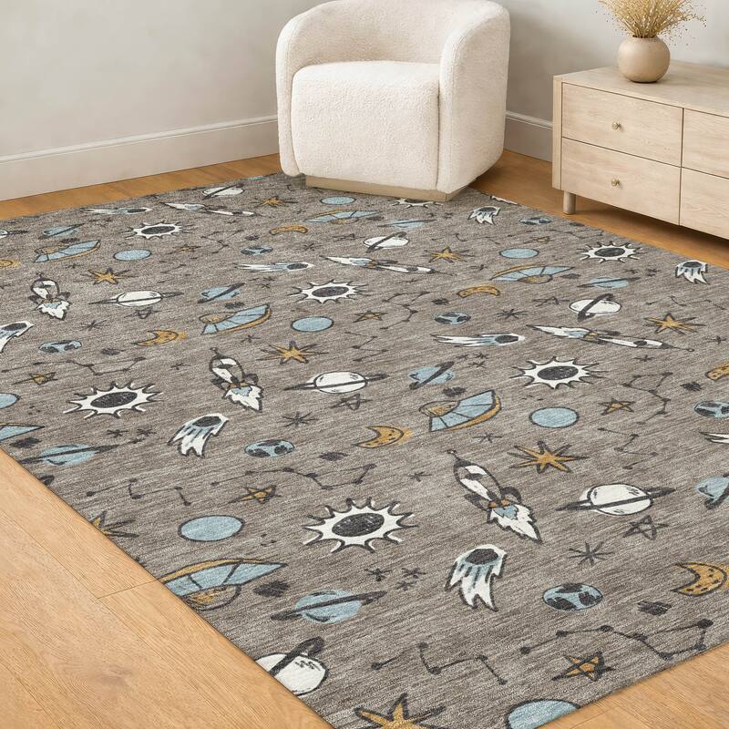 Machine Washable Indoor/ Outdoor Spaceship Chantille Rug