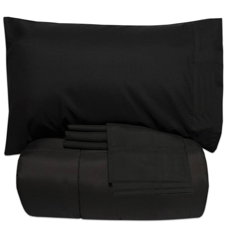 Sweet Home Collection Luxury Solid Bed-In-a-Bag with Sheet Set