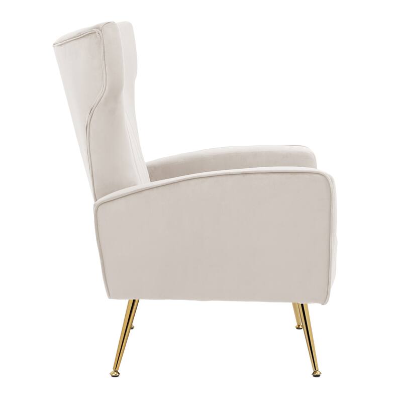 2 Set Velvet Wingback Accent Chairs with Metal Legs for Living Room