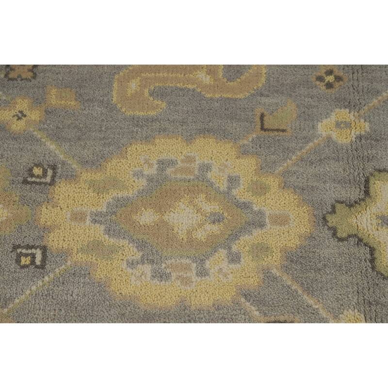 Silver Gray Oushak Indian Area Rug Handmade Oriental Wool Carpet - 7'10" x 9'11"