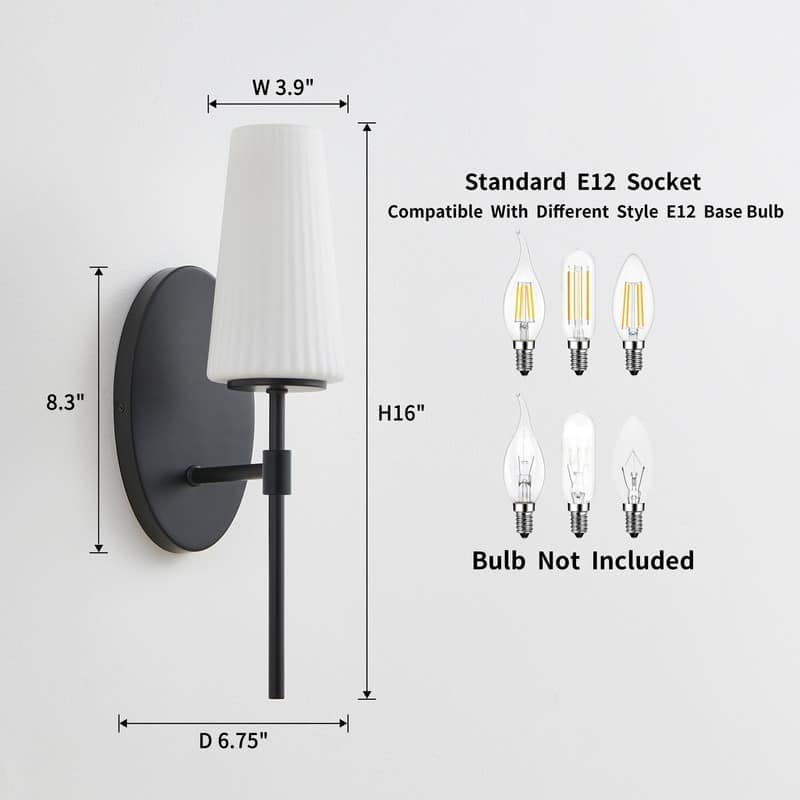 KAWOTI 16" 1- Light Wall Sconce with Opal Glass Shade