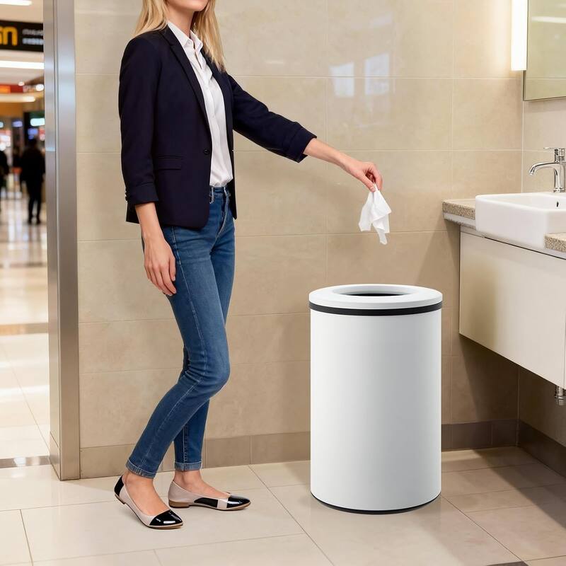 Commercial-Grade 40L Stainless Steel Open-Top Trash Can - 10.6 Gallon with Removable Inner Bucket Green