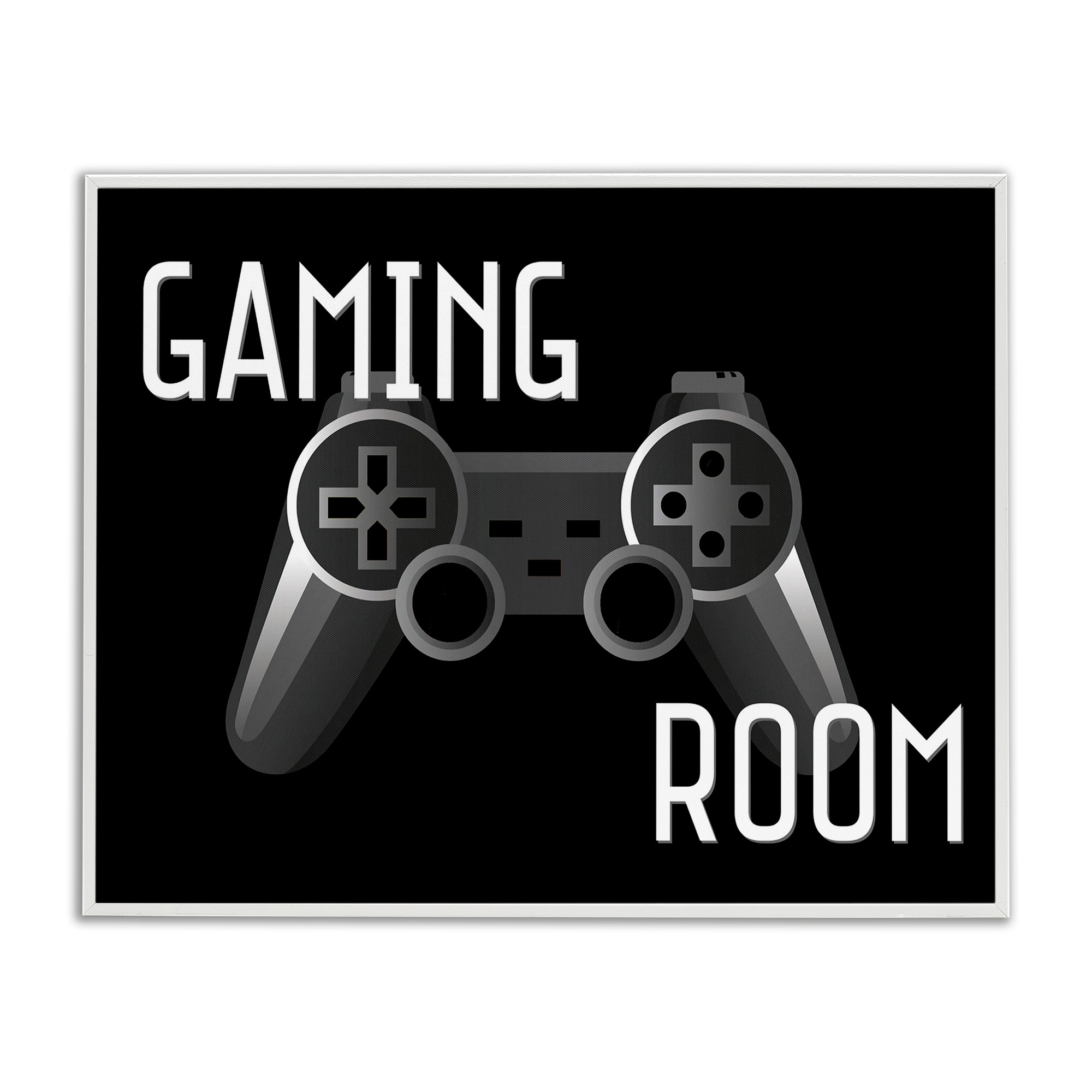 Stupell Gaming Room Black Controller Framed Giclee Art Design By Kim Allen